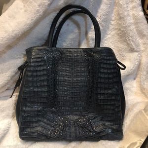 Genuine Crocodile Skin Navy Blue Purse
